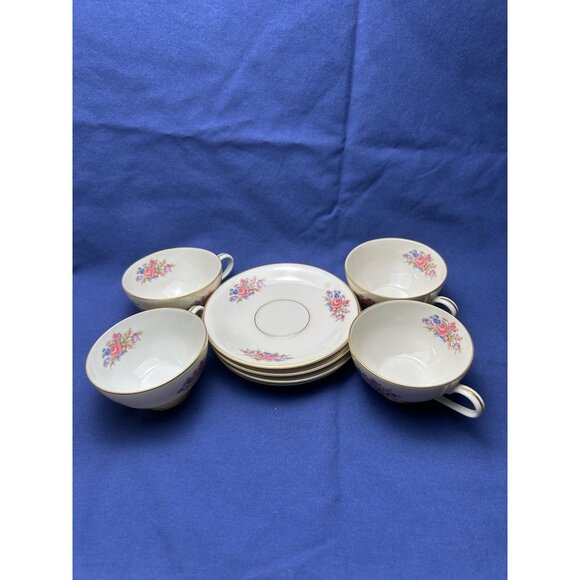 Rosenthal Bavaria Vintage 4 Teacup & Saucer Set With Floral Design German 282443 - Picture 11 of 12